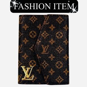 CARD HOLDER: Brown & Beige Checked w/Golden Accents, NWOT